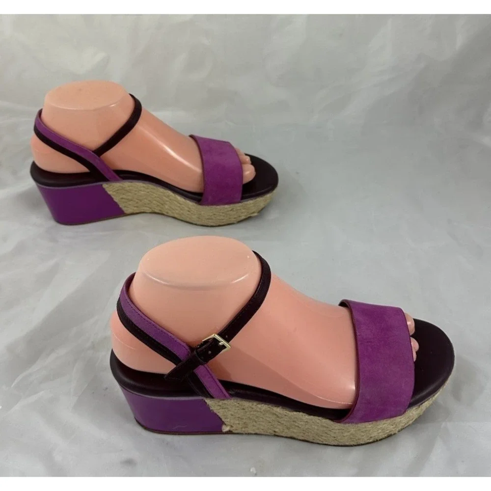 Cole Haan Womens 7B Arden Wedge Espadrille Platform sandals Purple Fuschia